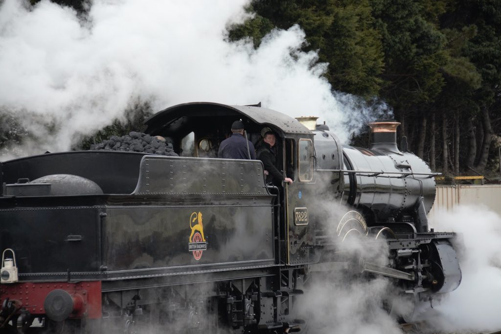 Steam engine puffing smoke